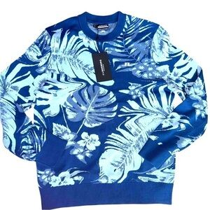 New J. Lindeberg Men’s Percy Hibiscus Blue Sweater Large